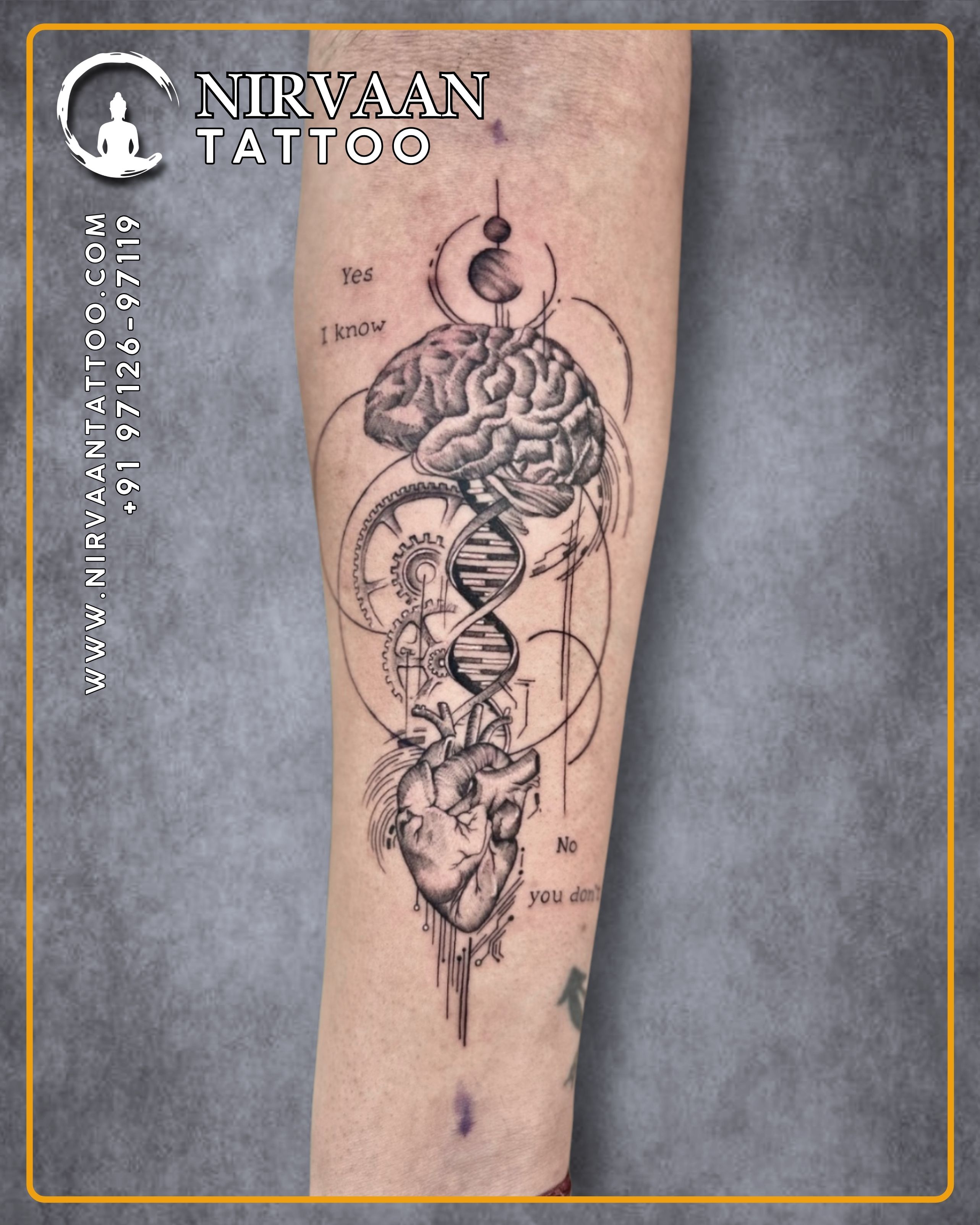 Mind and heart balance micro realism tattoo design